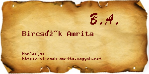 Bircsák Amrita névjegykártya